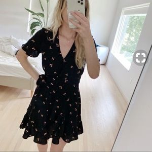 EUC Xhilaration Ruffle Faux Wrap Cherry dress xs